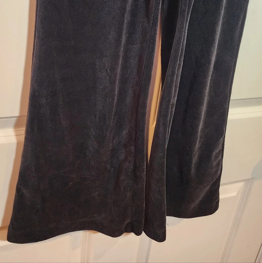 Cable & Gauge Studio Soft Black Velour Flare Drawstring Sweatpants Pockets XS